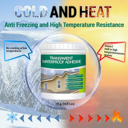 1Kg/36Fl.oz Transparent Waterproof Coating Invisible Waterproof Agent Set with Indoor&Outdoor Insulating Sealant with Wooden Brush Putty Knife Cut Resistant Work Gloves - style: D