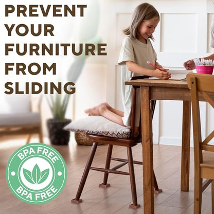 4pcs Non Slip Furniture Pads - Furniture Cups to Prevent Sliding for Couch, Bed, Chair - Premium 2x2 Anti Skid Stoppers for Hardwood, Tile Floors - Perfect Coasters That Fit Any Feet Shape (Brown) - size: Brown 2" x 2"