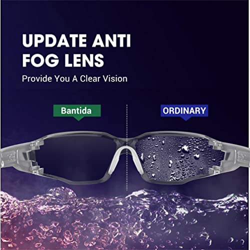 Safety Glasses Anti-Fog Lens,Adjustable Frames Eye Protection Goggles For Men Women - color: White