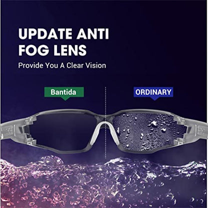 Safety Glasses Anti-Fog Lens,Adjustable Frames Eye Protection Goggles For Men Women - color: White
