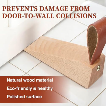 Wooden Door Stops Decorative Wood Door Stopper Hotel Security Doors Stopper Non-Slip Wedge Wooden Doorstop for Bedroom House Office Living Room Hotel Cabin