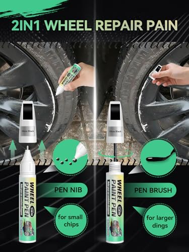 Gloss Black Rim Touch Up Paint for Chevrolet,Wheel Scratch Repair Kit for Curb Rash, Rim Repair Kit Color Match to Chevrolet Gloss Black Wheel Paint,Long lasting, Resists Water, Uv Rays - color: Gloss Black
