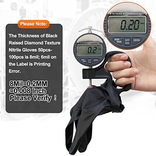 Wostar Black Nitrile Industrial Gloves Large 8 Mil Raised Diamond Texture Latex & Powder Free Heavy Duty Gloves 100 Count - color: Black Large 8mil 100pcs, size: Large ( 100pcs a box)