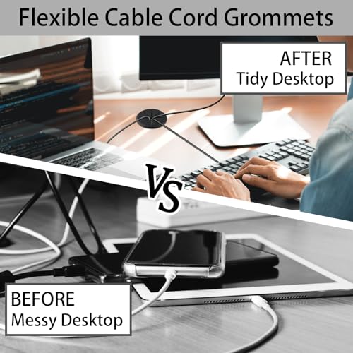 2 Inch(50mm) Desk Grommet,12 Pieces Wire Grommet, Desk Hole Cover for Cables with Hole Saw,Plastic Cable Cord Wire Hole Cover for Desk, Table,Cabinet,Countertop and Other Furniture(Black) - size: 2IN/50mm Black-M