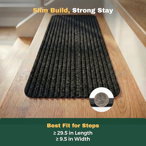MBIGM Non-Slip Carpet Stair Tread Mat 30" x 30" Landing Rug-Matching Mat Non-Skid Safety Rug Slip Resistant - Black - color: Black, size: 2'6" x 2'6" - 1 pcs