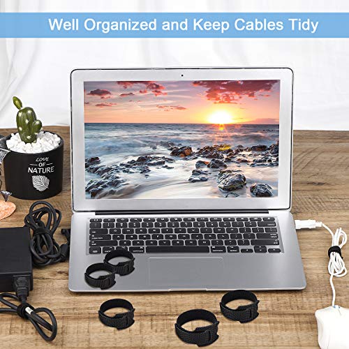 Nettbe 60 PCS 6 Inches Reusable Cable Ties, Adjustable Cord Straps Wire Organizer Cord Wrap and Hook Loop Cable Management - size: 6inches-60pcs