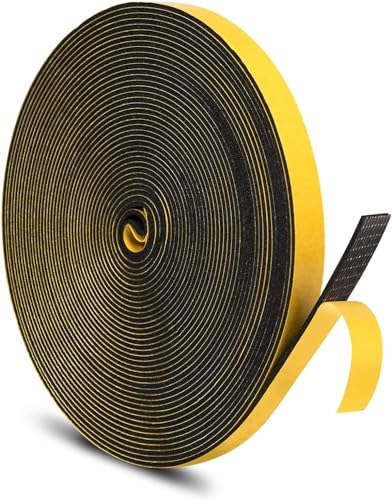 Weather Stripping Door Seal Strip Strong Adhesive Foam Insulation Tape Tape Gasket for Door and Windows (Black, 1/2 in x 1/16 in x 33Ft) - color: Black, size: 1/2 In x 1/16 In x 33Ft