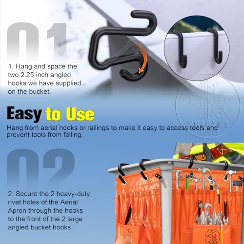 Lineman Tool Board, Aerial Apron, Bucket Truck Tools Organizer with Over 16 Pockets, Tool Organizer for Bucket Trucks and Lineman, Includes Two 2” Bucket Hooks - size: 8 Pockets