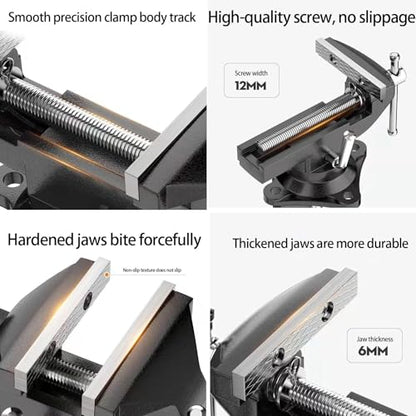 Table Vise 3 Inch, 360° Swivel Base Universal Home Vise Portable Bench Clamp,Bench Vise For Workbench,Vise Clamp for Woodworking, Handcraft Creations, Metalworking, Cutting Conduit, Drilling, Sawing - size: 3inch, style: 360° Swivel Base