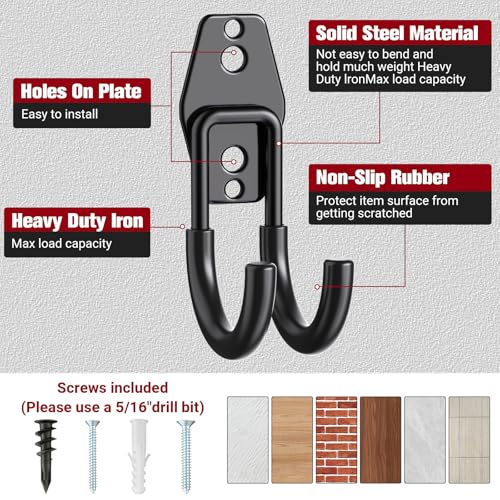 Garage Storage Utility Hooks 12 Pack, Small J Shaped Steel Heavy Duty Hanger, Anti-Slip Coating Wall Mounted Storage System, Power and Garden Tool Organizer, Ladders, Ropes, Hose, Bulk Items - style: 12 Pack J Hook
