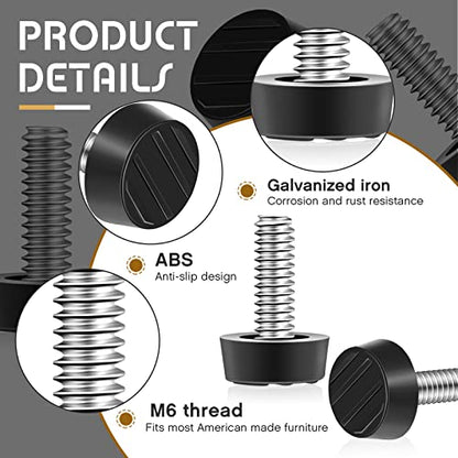 40 PCS M6 Thread Adjustable Furniture Levelers Screw in Threaded Outdoor Furniture Levelers Leveling Feet Screw Foot Levelers On Furniture Glide Leveling for Table, Chair, Furniture Legs