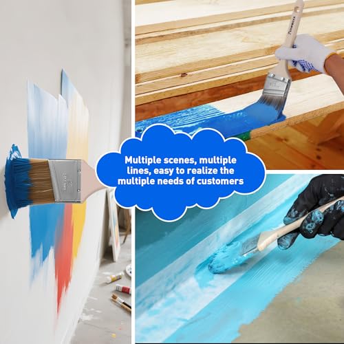 Paint Brush, 2IN Stain Brushes for Painting Walls House Touch-Ups,Furnitures and Fence Staining, Wooden Handle Masonry Paintbrush(3 Packs) - size: 2 inch