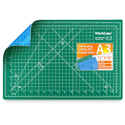 Worklion Self Healing Cutting Mat for Craft-Thickened 18inch x 12inch fabric sewing mat for quilting,rotary cutting, nonslip - color: Green/Blue, size: 18"L x 12"W