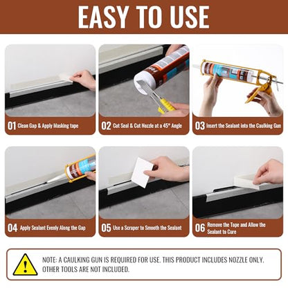 2 Pack Black Silicone Caulk, Neutral Black Caulking Waterproof, 10.1OZ Silicone Sealant for Filling Gaps and Cracks, Shower, Bathroom, Windows & Doors, Bathtub, RV, Pest Entry Blocking