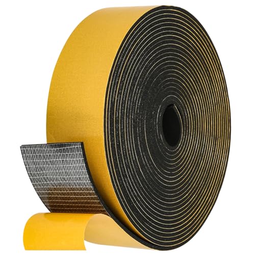 26Feet Weather Stripping Seal (2 Inch X 1/8 Inch) for Door Window, High Density Foam Tape, Soundproofing, Insulation Strip, Door Sealers for Door Frame- Black - size: 2 Inch X 1/8 Inch X 26Feet