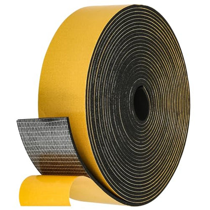 26Feet Weather Stripping Seal (2 Inch X 1/8 Inch) for Door Window, High Density Foam Tape, Soundproofing, Insulation Strip, Door Sealers for Door Frame- Black - size: 2 Inch X 1/8 Inch X 26Feet