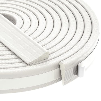 QDiShi 196" Wedge-Shape Weather Stripping Door Seal Weatherproof Foam Seals Self Adhesive Insulation Anti-Collision Strip Soundproofing Frame Insulation Tape Fits 0.13-0.31" Gaps(White) - color: White