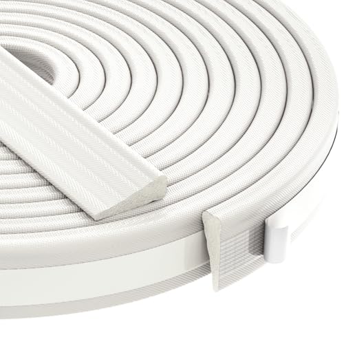 QDiShi 196" Wedge-Shape Weather Stripping Door Seal Weatherproof Foam Seals Self Adhesive Insulation Anti-Collision Strip Soundproofing Frame Insulation Tape Fits 0.13-0.31" Gaps(White) - color: White