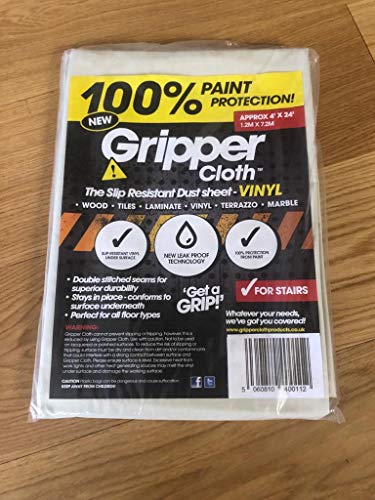 Vinyl DUST Sheet Non Slip - Safety Paint Proof DUST Sheet Trade OR DIY by GRIPPER CLOTH 4' x 24' (120CM x 720CM)