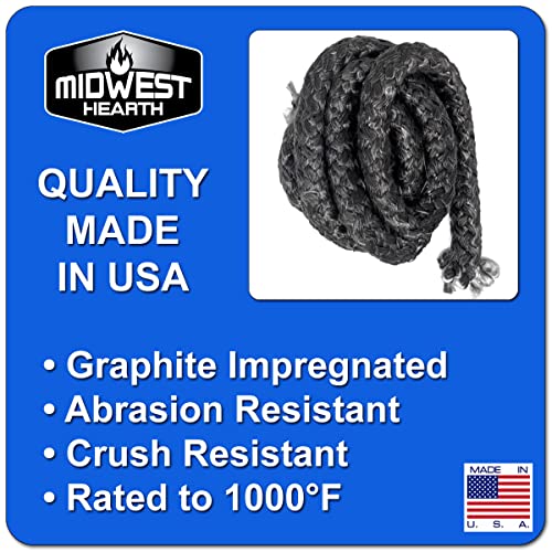Midwest Hearth Wood Stove Replacement Gasket Kit for Woodburning Stoves - Graphite Impregnated Fiberglass Gaskets and Adhesive (5/16" x 52" Rope w/Armor Jacket) - size: 5/16" x 52" Rope w/ Armor Jacket
