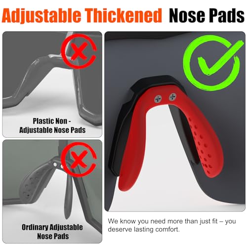 Polarized Sports Sunglasses for Men Women,Wrap Around Sun Glasses for Running Cycling Baseball Fishing Golf Hiking - color: Black Red