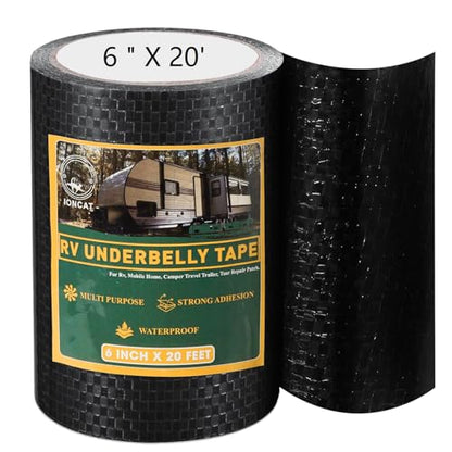 RV Underbelly Material Repair Tape, Flex Belly Seal Tape with Permanent Strong Adhesive for RV, Mobile Home, Camper Travel Trailer, RV Awning Tear Repair Kit, Waterproof, 6 INCH x 20 Feet - size: 6 INCH x 20 Feet