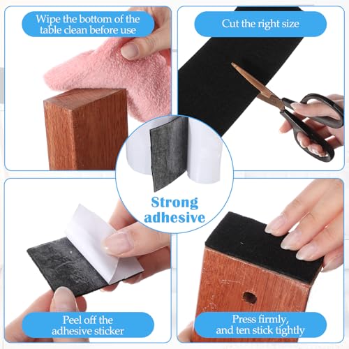 Zonon 4 Rolls 120 Inch Felt Strip with Adhesive Backing Felt Tapes Furniture Strip Rolls Self Stick Heavy Duty Polyester for Protecting Furniture and DIY Adhesive(Black,4 Inch) - color: Black, size: 4 Inch