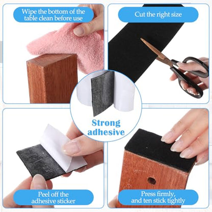 Zonon 4 Rolls 120 Inch Felt Strip with Adhesive Backing Felt Tapes Furniture Strip Rolls Self Stick Heavy Duty Polyester for Protecting Furniture and DIY Adhesive(Black,4 Inch) - color: Black, size: 4 Inch