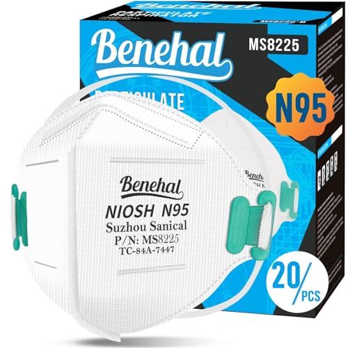 NIOSH Approved N95 Mask Particulate Respirators, Pack of 20 N95 Face Masks, Individually Wrapped, Universal Fit - size: 20 Count (Pack of 1)