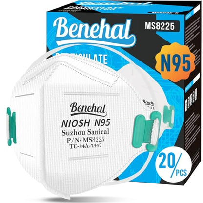 NIOSH Approved N95 Mask Particulate Respirators, Pack of 20 N95 Face Masks, Individually Wrapped, Universal Fit - size: 20 Count (Pack of 1)