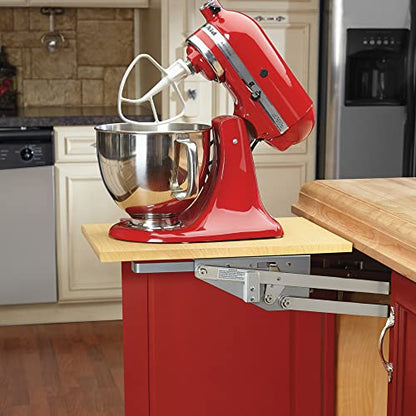 Rev-A-Shelf Heavy-Duty Stand Mixer Lift for Kitchen Base Cabinets with Soft-Close, Zinc - Spring-Loaded Lifting System for Small Countertop Appliance Storage, RAS-ML-HDSC - style: Lift Soft-Close