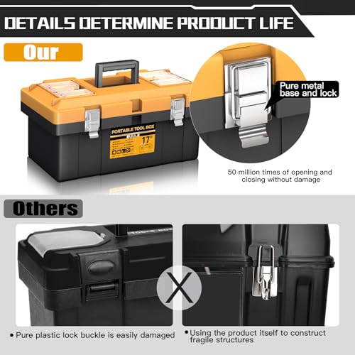 4-In-1 Tool Box Set,Toolbox with 8 Removable Trays,Top with Transparent Parts Box,15 IN+17 IN+19 IN+21 IN,Portable Tool Box Organizer with Metal Buckle,for Garage Tool Storage and Professional Work