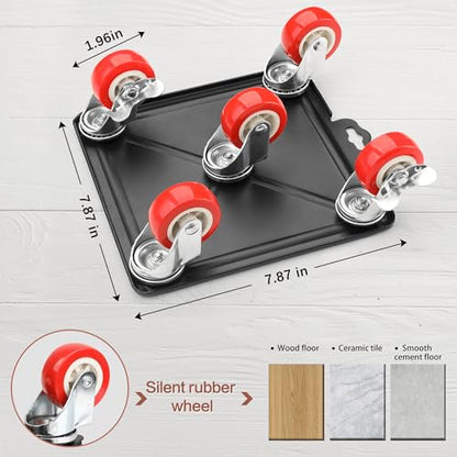 4 Packs Heavy Duty Furniture Dolly with 5 Wheels Rubber Silent Furniture Lift, 3700 lbs Load Capacity, Effortless Furniture Mover Kit Made of Premium Carbon Steel（Upgrade Large） - size: 7.9 IN & 4 Dollies