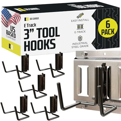 DC Cargo Mall Dual Arm Tool Hook Hanger E Track Accessories 3" Deep (6 Pack) - Garage Wall Mount, Truck, Enclosed Trailer, Storage ETrack System - size: 6 Pack