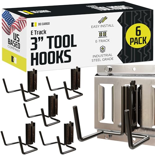 DC Cargo Mall Dual Arm Tool Hook Hanger E Track Accessories 3" Deep (6 Pack) - Garage Wall Mount, Truck, Enclosed Trailer, Storage ETrack System - size: 6 Pack