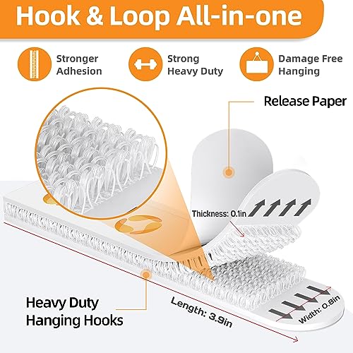 SummerBrite XL Picture Hanging Strips Heavy Duty, 80 Strips Damage Free Removal Picture Hangers for Wall, Sticky Hook & Loop Adhesive Strips for Poster/Picture/Home/Office, 40 Pairs/X-Large, White - size: X-Large 40 Pairs, style: White