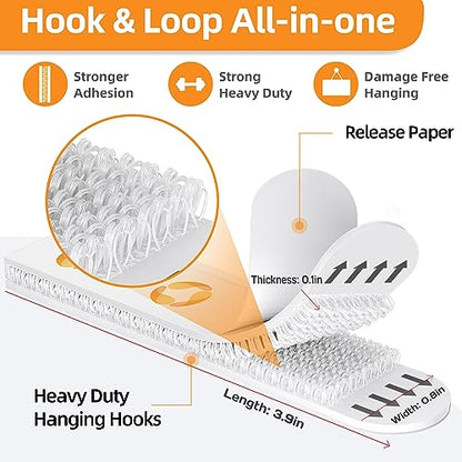 SummerBrite XL Picture Hanging Strips Heavy Duty, 80 Strips Damage Free Removal Picture Hangers for Wall, Sticky Hook & Loop Adhesive Strips for Poster/Picture/Home/Office, 40 Pairs/X-Large, White - size: X-Large 40 Pairs, style: White