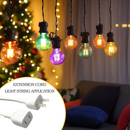 15FT Light Duty Extension Cords for Indoor Use - 625W 125V 5A 2 Prong Polarized Wire with Fireproof Material, Overload Protection for Security Cameras, Lamps, Holiday Lighting (2 Pack) - size: 15FT White (2 Pack)