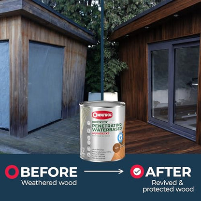 Owatrol Aquadecks Wood Stain and Sealer 85 Oz – Teak - Deck Stain and Sealer Waterproof, Outdoor & Exterior Wood Stain and Sealer in One – Water-Based Penetrating Matte Finish - color: Teak