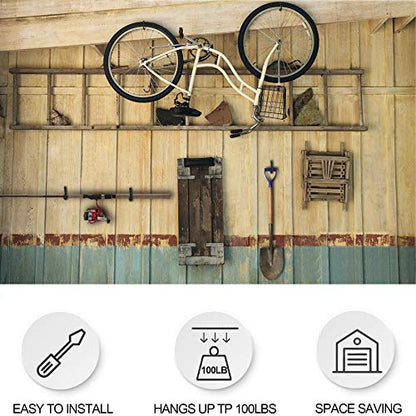 KURUI Heavy Duty Screw in Hooks for Hanging, 12 Pack Bike Hooks for Garage Wall with Screw Anchors, Wall Mount Bicycle Storage for Ceiling, Large Black Plant Hooks for Ceiling - style: 12 Pcs-6 in