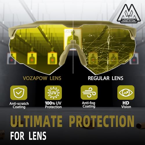 Shooting Glasses Anti Fog with High Definition Lenses, ANSI Z87+ Certified Tactical Safety Glasses for Men Women - color: D6-yellow / Grey