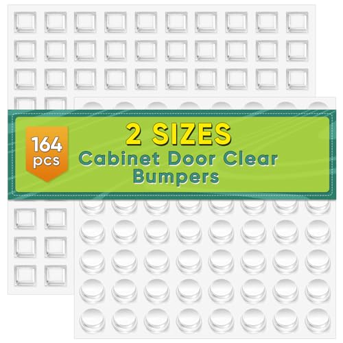 ONUEMP 164pcs Cabinet Door Bumpers Clear, Adhesive Rubber Feet Silicone, Sound Dampening Door Slam Stopper Non Slip Furniture Pads Wall Protector for Cutting Board, Drawers, Glass Cabinet - size: 164PCS