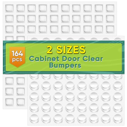 ONUEMP 164pcs Cabinet Door Bumpers Clear, Adhesive Rubber Feet Silicone, Sound Dampening Door Slam Stopper Non Slip Furniture Pads Wall Protector for Cutting Board, Drawers, Glass Cabinet - size: 164PCS