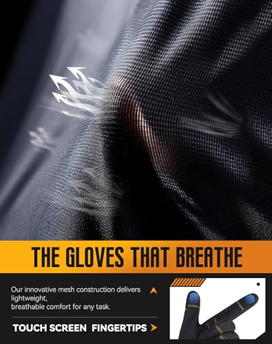 Safety Work Gloves with Secure Fit, Flexible Grip for Multi-purpose Use, Durable Touchscreen Heavy Duty Lightweight - size: Large