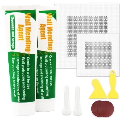 Drywall Repair Kit, Wall Repair Patch kit, Drywall Patch (2 inch + 4 inch）*1, Wall Mending Agent 2 * 3.5 Ounce, spackle Wall Repair kit - size: 200g Spackle + 2",4"Patch