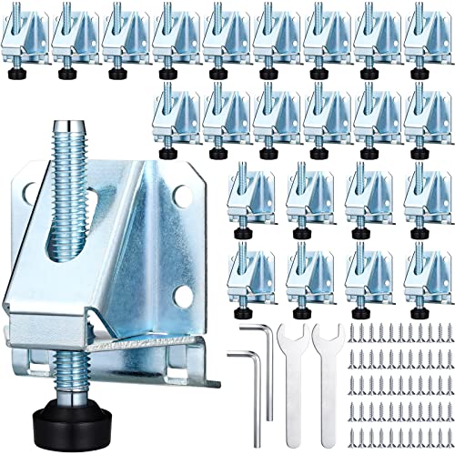 Kenning 24 Pack Heavy Duty Leveling Feet Workbench Leveling Legs Furniture Levelers Leg with Screws, Lock Wrench, 2.3 inch Adjustable Height, Leveler for Workbench, Furniture, Table, Cabinets(Silver) - color: Silver