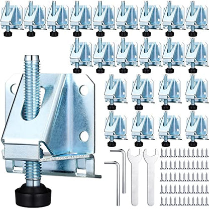 Kenning 24 Pack Heavy Duty Leveling Feet Workbench Leveling Legs Furniture Levelers Leg with Screws, Lock Wrench, 2.3 inch Adjustable Height, Leveler for Workbench, Furniture, Table, Cabinets(Silver) - color: Silver