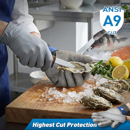SATC ANSI A9 Cut Resistant Glove, Food Grade Stainless Steel Cutting Glove for Kitchen Cooking, Oyster Shucking - size: X-Large