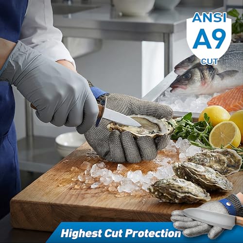 SATC ANSI A9 Cut Resistant Glove, Food Grade Stainless Steel Cutting Glove for Kitchen Cooking, Oyster Shucking - size: Medium
