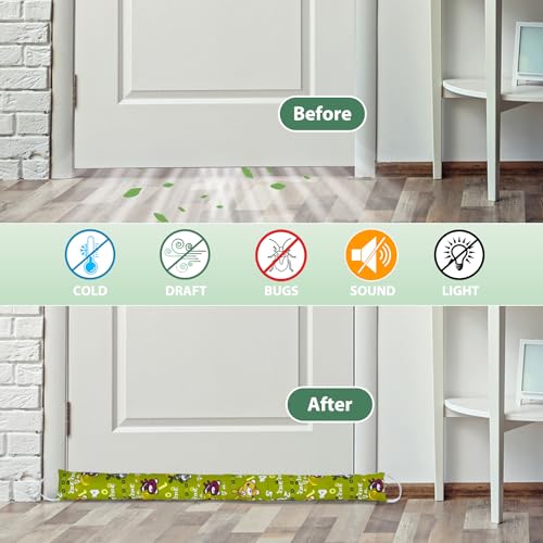 Weighted Door Draft Stopper, 2 Pack 36 Inch Under Door Blocker, Bottom of Door Window Air Noise Light Gap Filler, Saving Energy Cartoon Print Canvas Cotton 2.2Lb - size: 36 inch